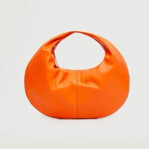 MANGO orange Leather shoulder Handbag